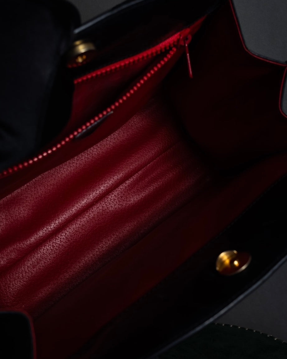 "CELINE" Circle charm design suede one-handle bag