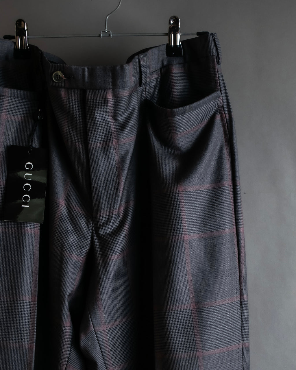 "GUCCI" Glen plaid wool wide tapered slacks