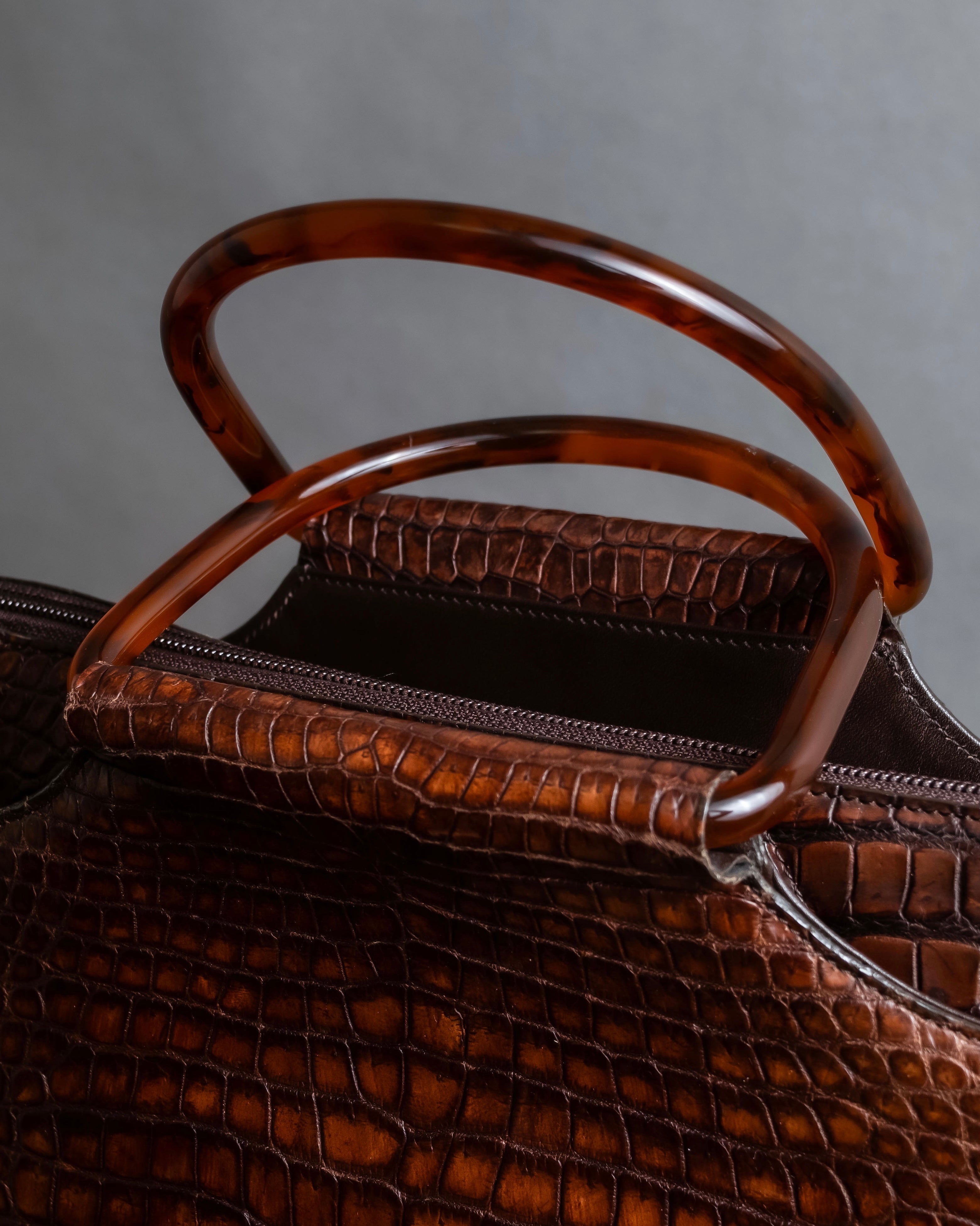 "Furdi" Crocodile embossed leather handbag