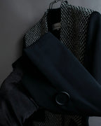 "Christian Dior" Jacquard switching design no-collar jacket