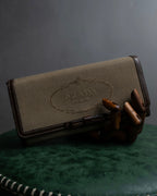 "PRADA" Logo engraved canvas combination long wallet