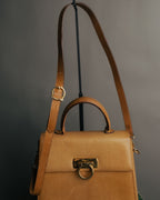 -SPECIAL- “Salvatore Ferragamo” 90’s lizard leather gancini 2way flap bag