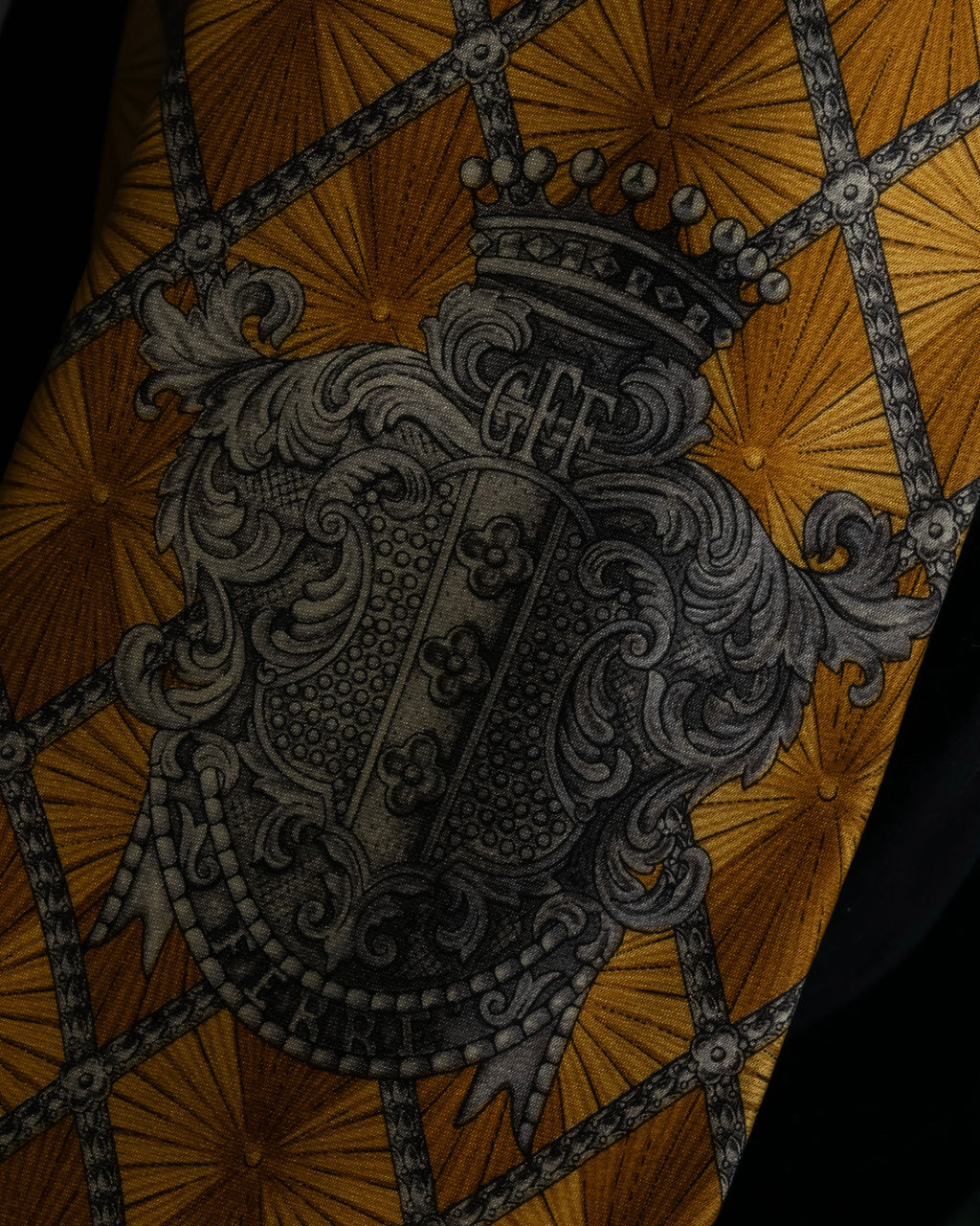 "GIANFRANCO FERRE" Ornamental yellow silk necktie