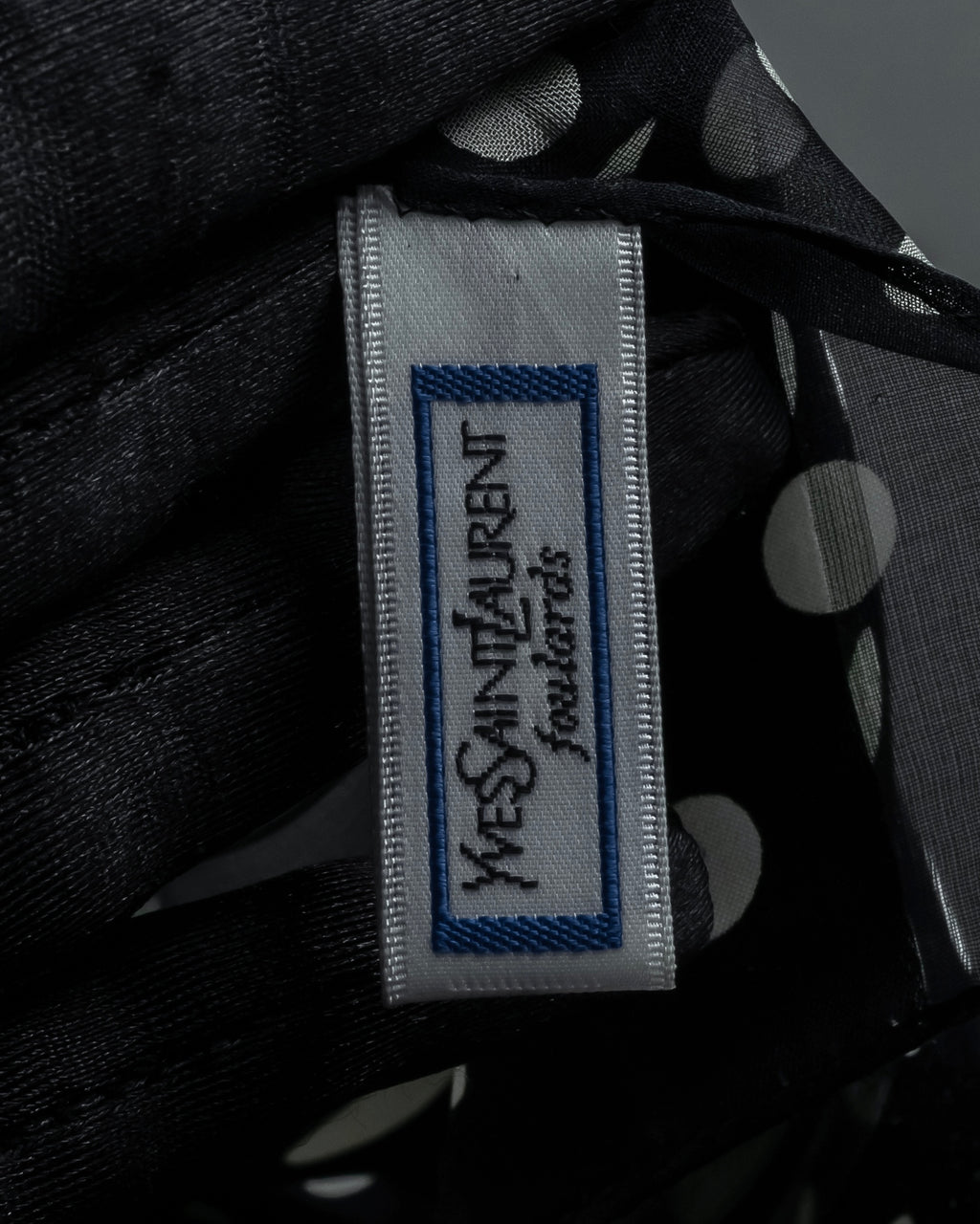 "YVES SAINT LAURENT" Large polka dot silk long scarf