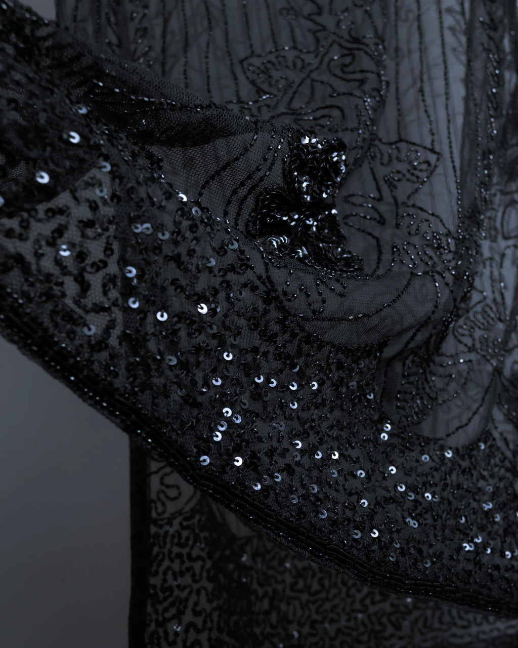 "RRL Ralph Lauren" Sequined beaded plant motif tulle sleeveless dress