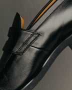 "BURBERRY LONDON" 00's Glossy black leather penny loafers