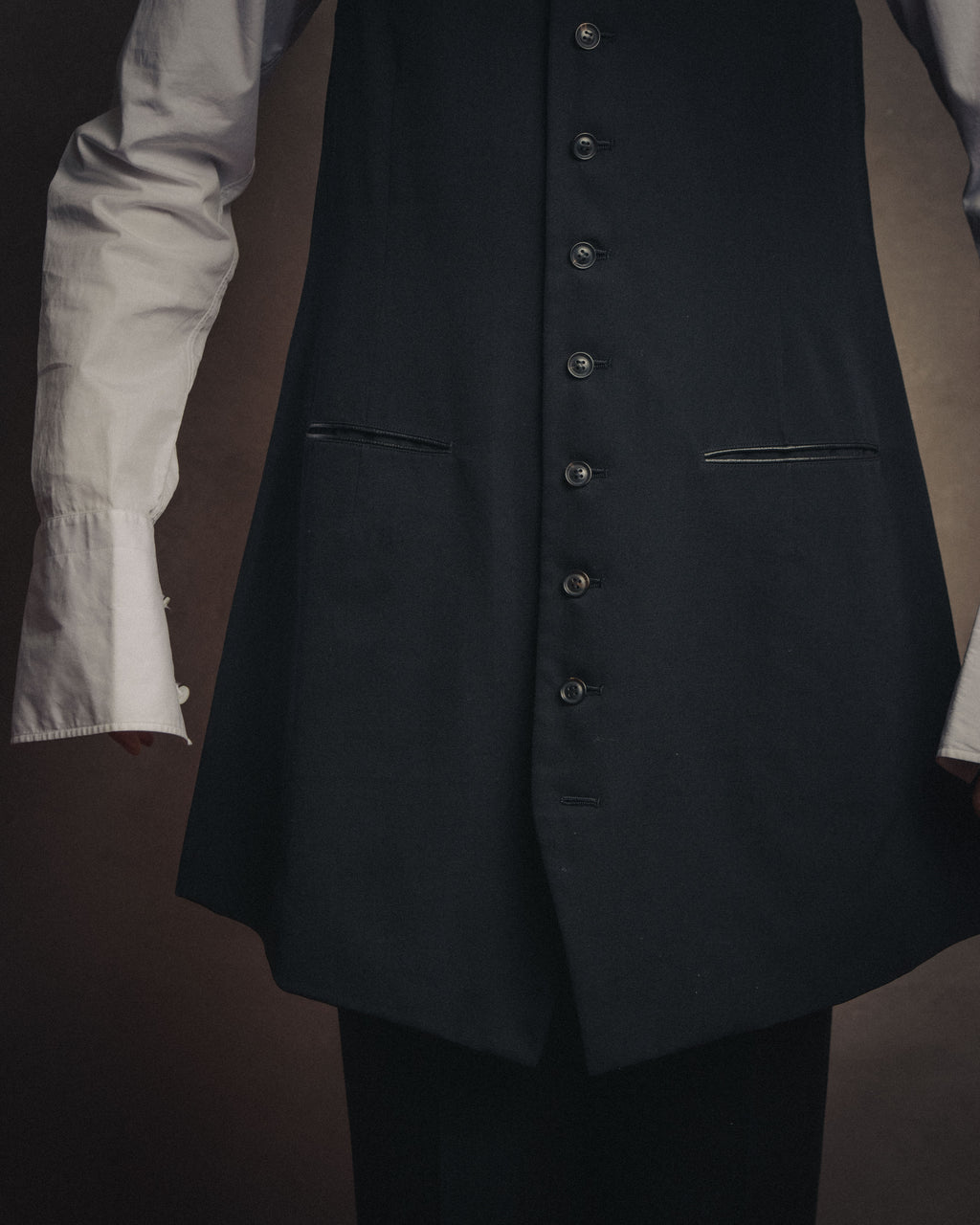 -SPECIAL- “Y’s” 90’s long tailored leather-trimmed vest