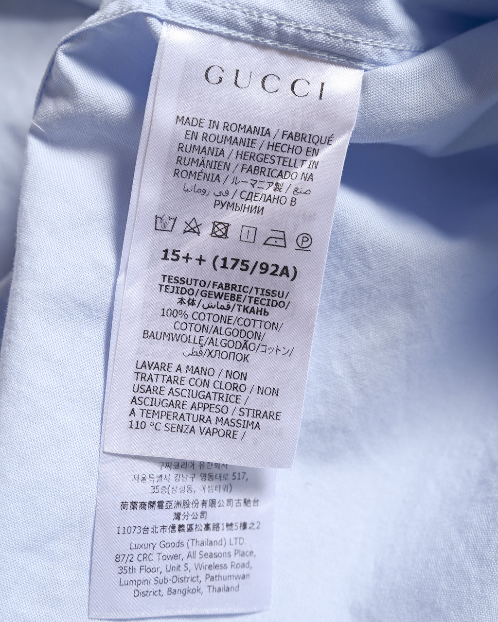 GUCCI (uniform)/ Gucci Staff Uniform Cotton Dress Shirt Sky Blue