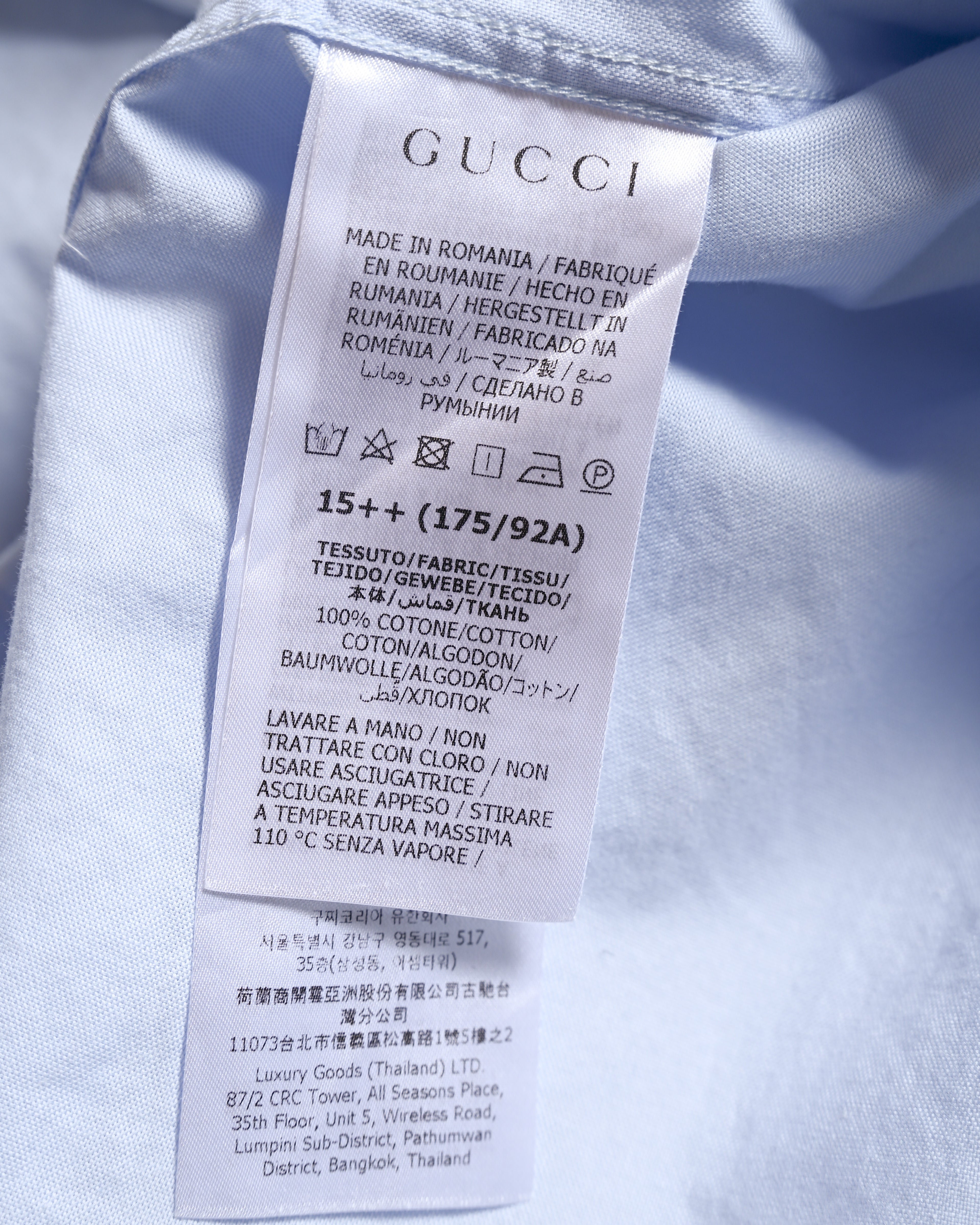 GUCCI (uniform)/ Gucci Staff Uniform Cotton Dress Shirt Sky Blue
