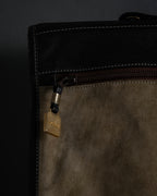 "LOEWE" 80's-90's Logo engraved suede leather combination business bag