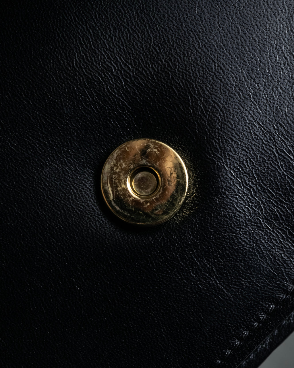 "Christian Dior" 70's-80's Radial drape design gold chain leather shoulder bag