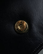 "Christian Dior" 70's-80's Radial drape design gold chain leather shoulder bag