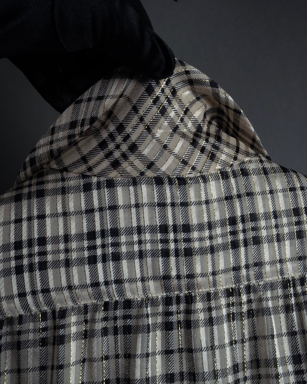 "Saint Laurent" Lame check pattern bow tie shirt