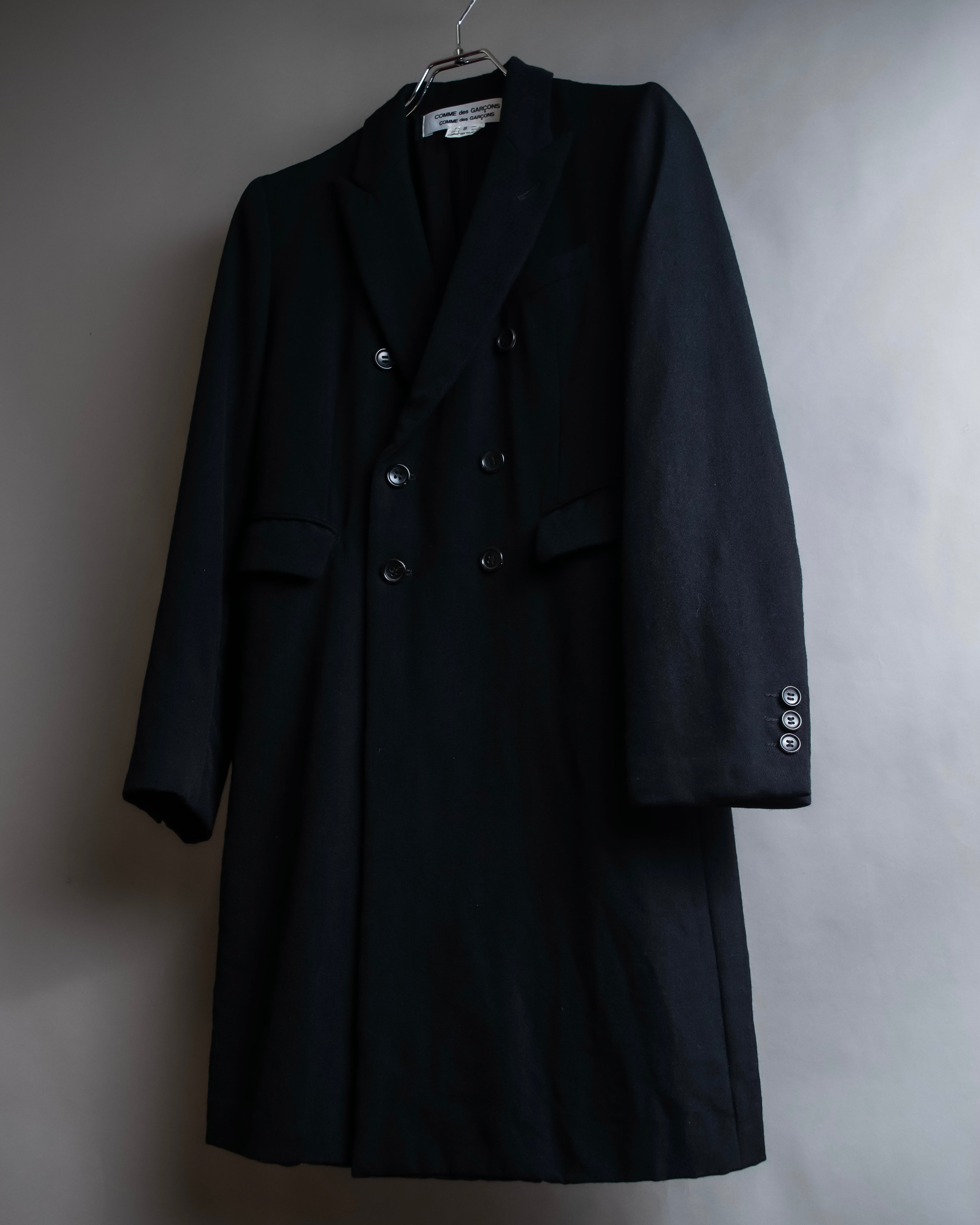 "COMME des GARCONS" Peaked lapel double-breasted long tailored jacket