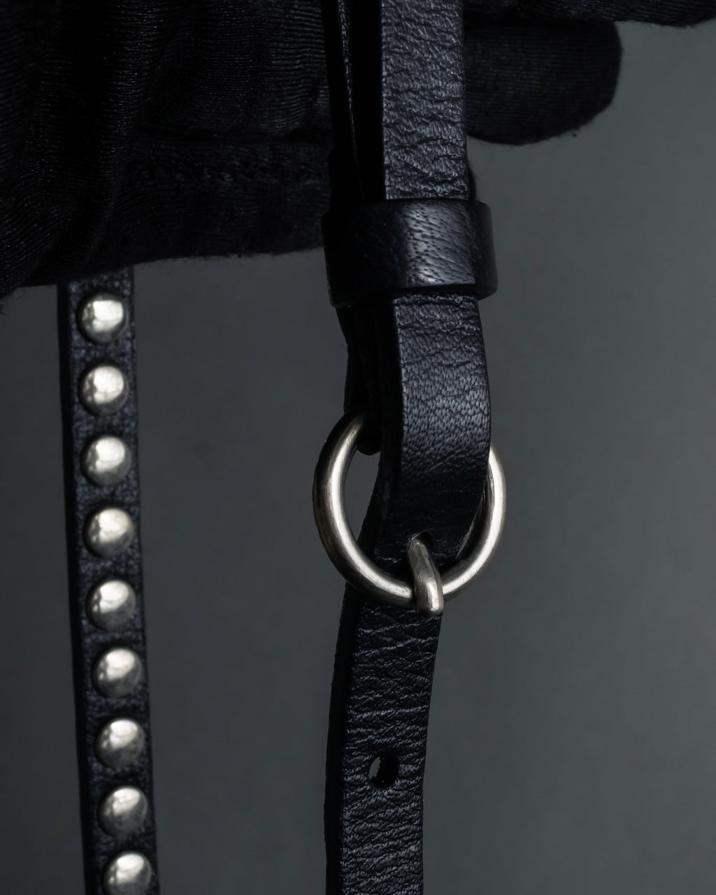 "MIU MIU" Silver metal stud design leather narrow belt