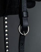 "MIU MIU" Silver metal stud design leather narrow belt