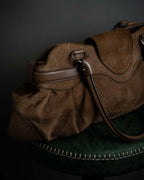 "Salvatore Ferragamo" Gathered form Gancini motif design suede hand bag