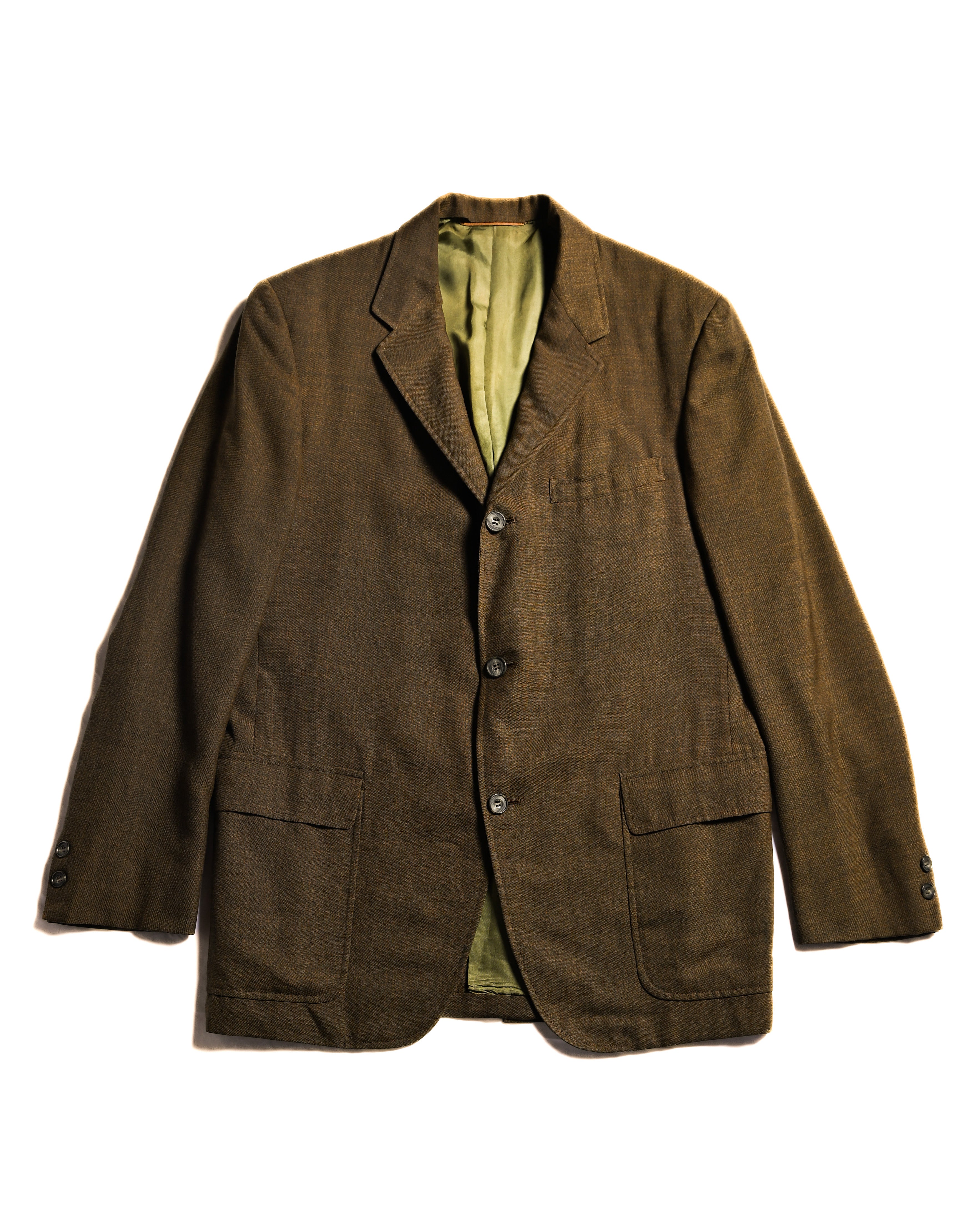 VINTAGE/ Beautiful Olive Colored Single Breasted 3B Tailored Jacket