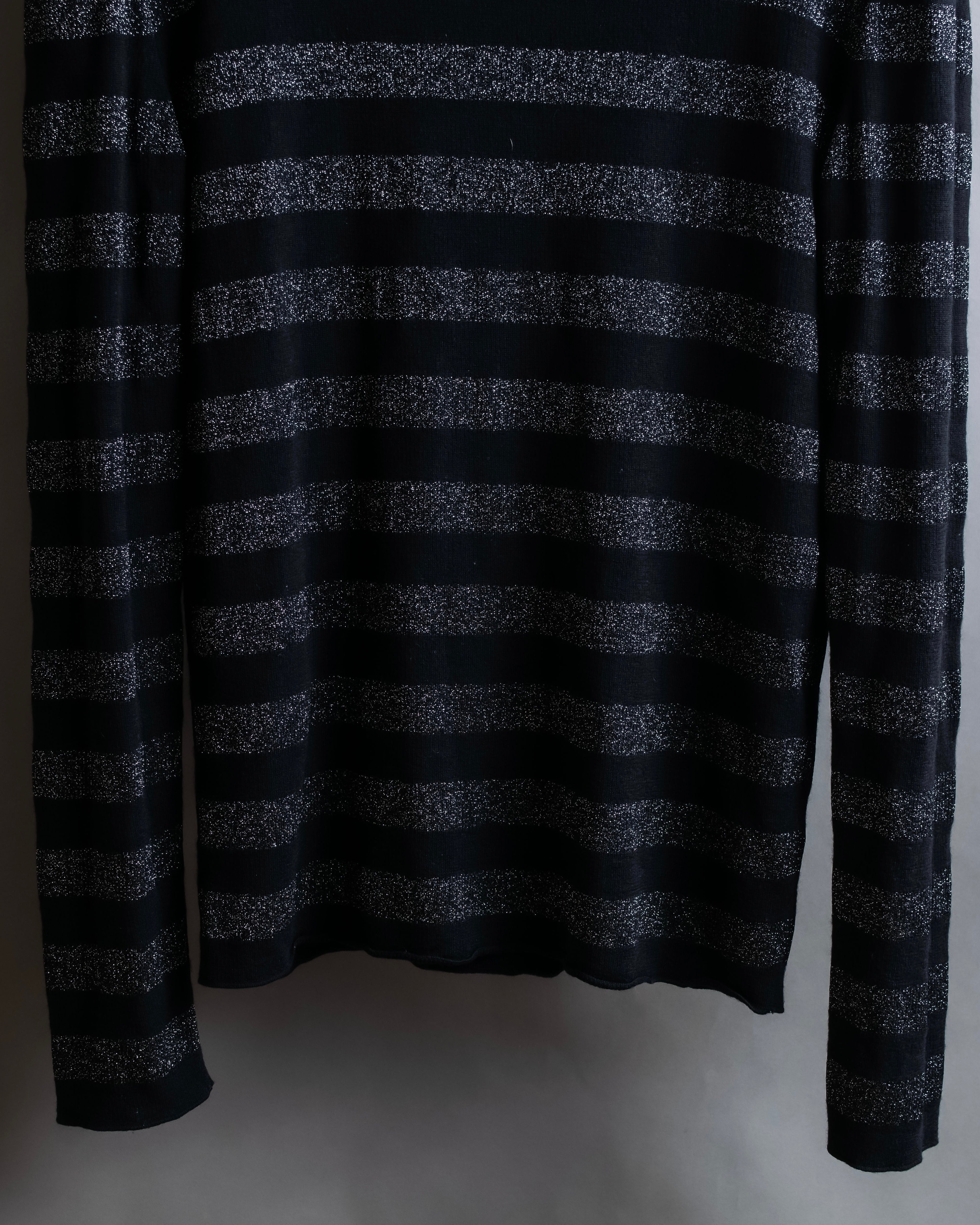 "Saint Laurent Paris" Glittery border pattern relaxed knit