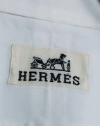 "HERMES" Yoke switching design white cotton shirt