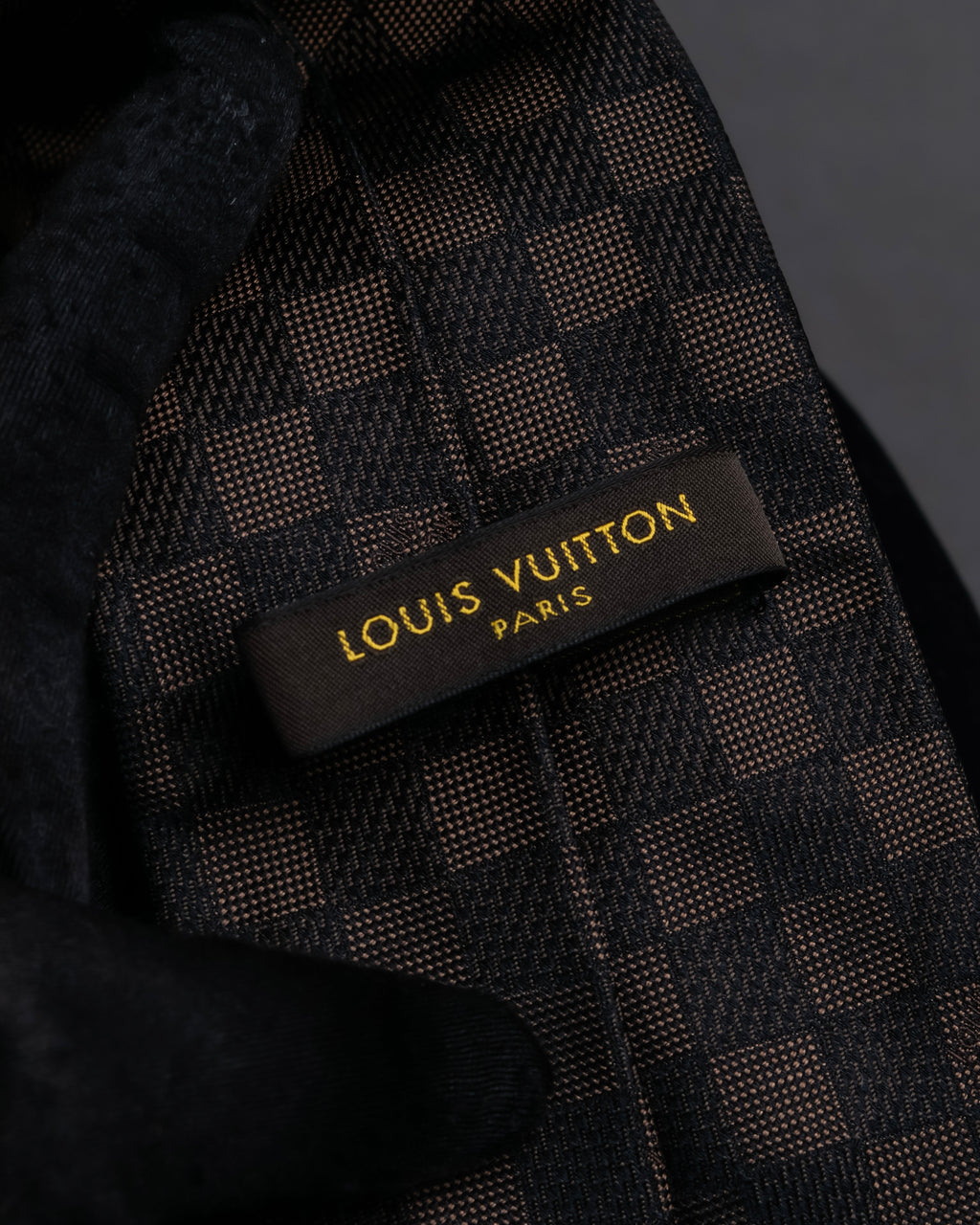"LOUIS VUITTON" Damier check silk jacquard neck tie