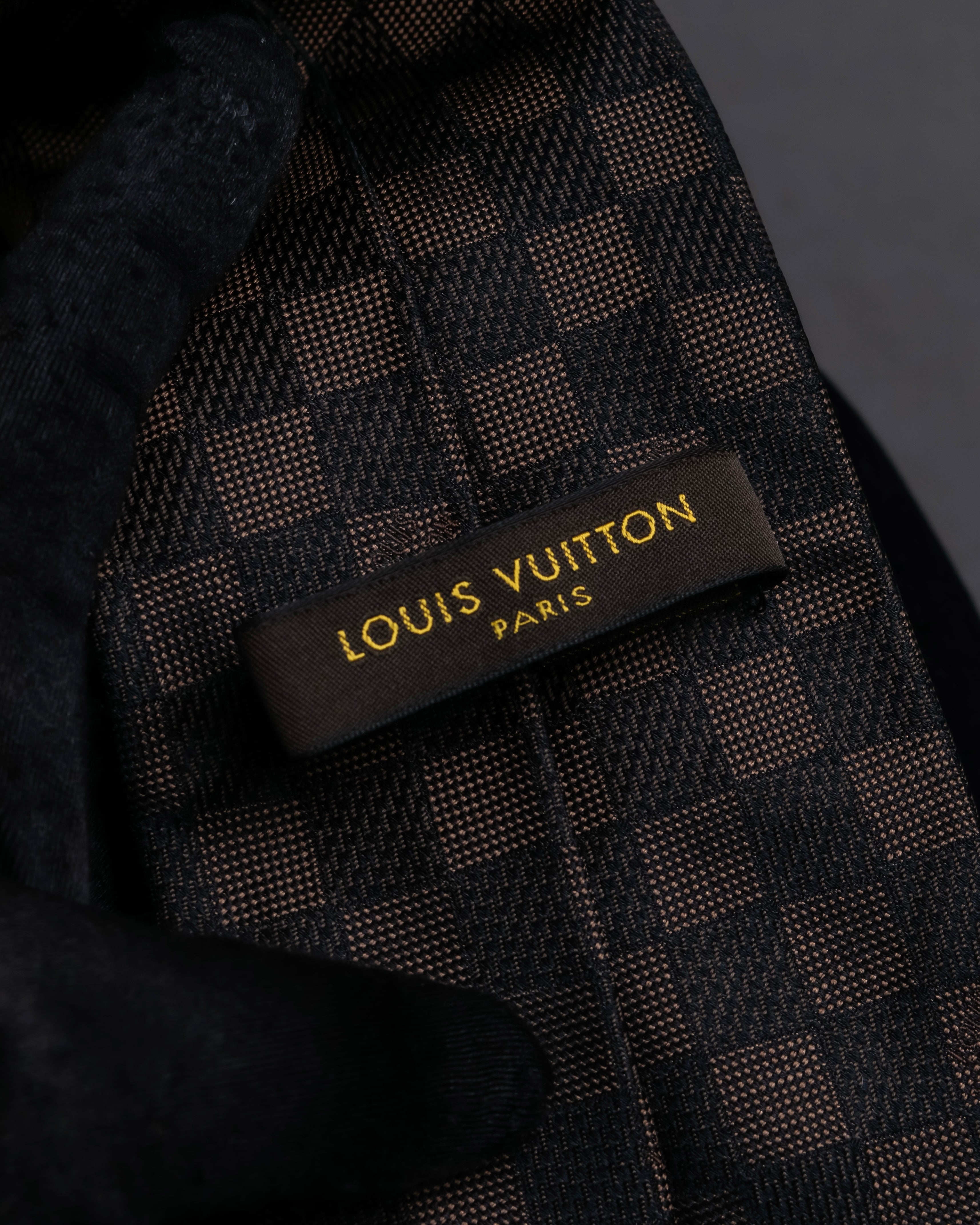 "LOUIS VUITTON" Damier check silk jacquard neck tie