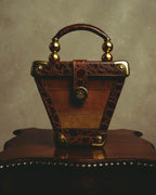 –SPECIAL– "GABBRIELLI FIRENZE" 70's-80's Sculptural structured leather handbag