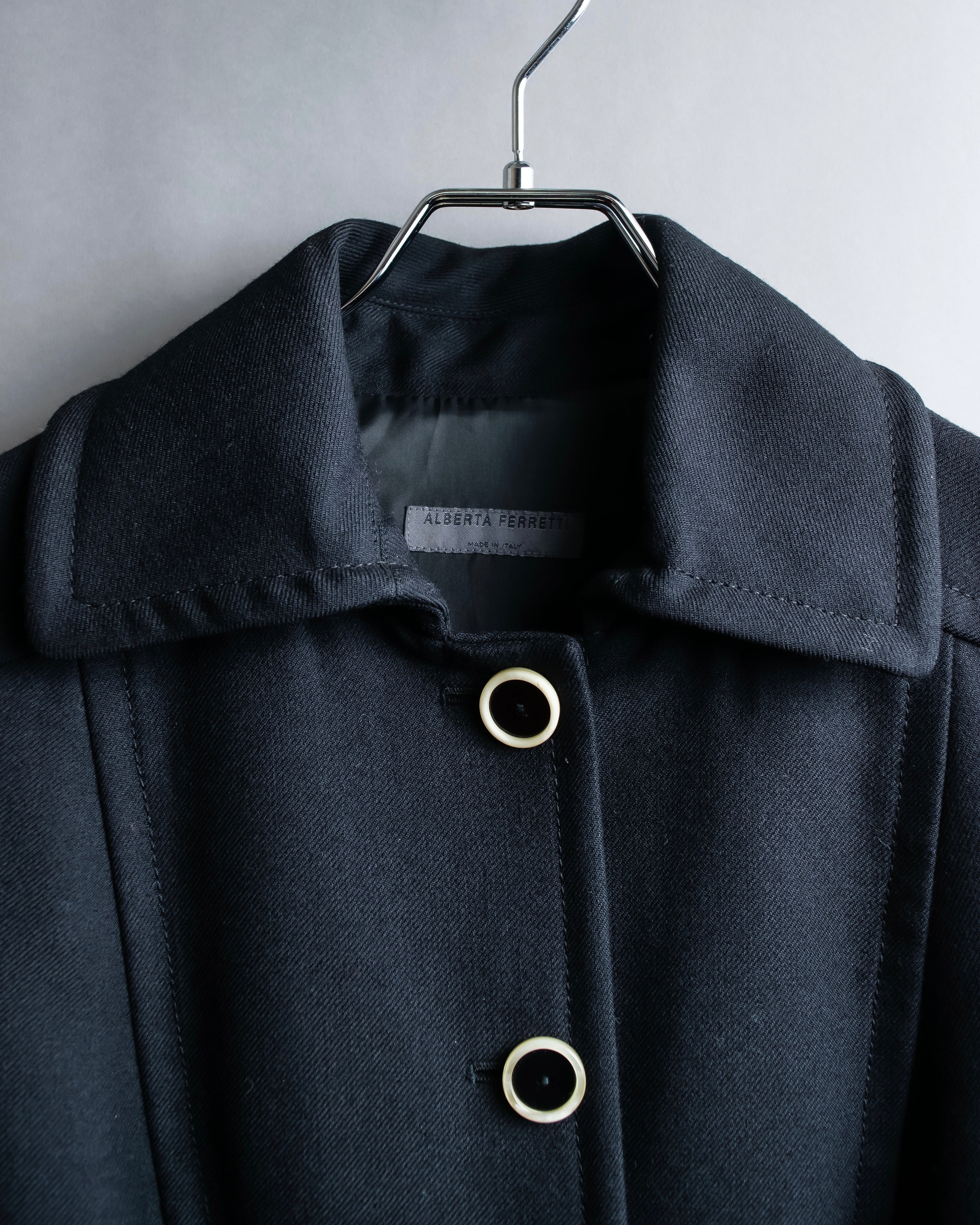 "ALBERTA FERRETTI" Large button shaped flare silhouette soutien collar coat