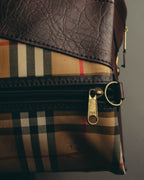 -SPECIAL- "Burberrys" 80's-90's Classic check textured leather boston bag