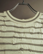 "tao COMME des GARÇONS" 10's Textured striped wool knit cardigan