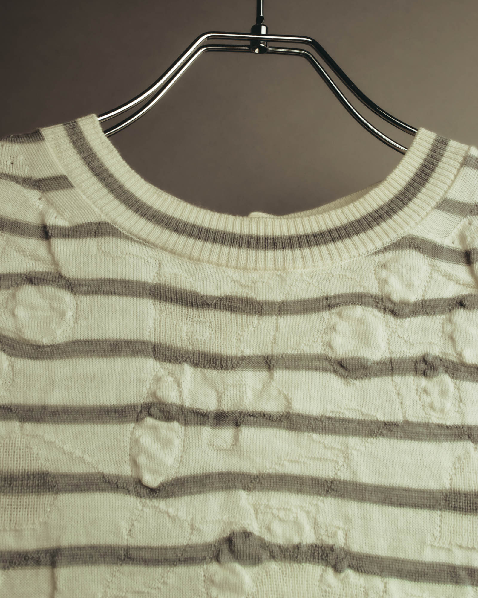 "tao COMME des GARÇONS" 10's Textured striped wool knit cardigan