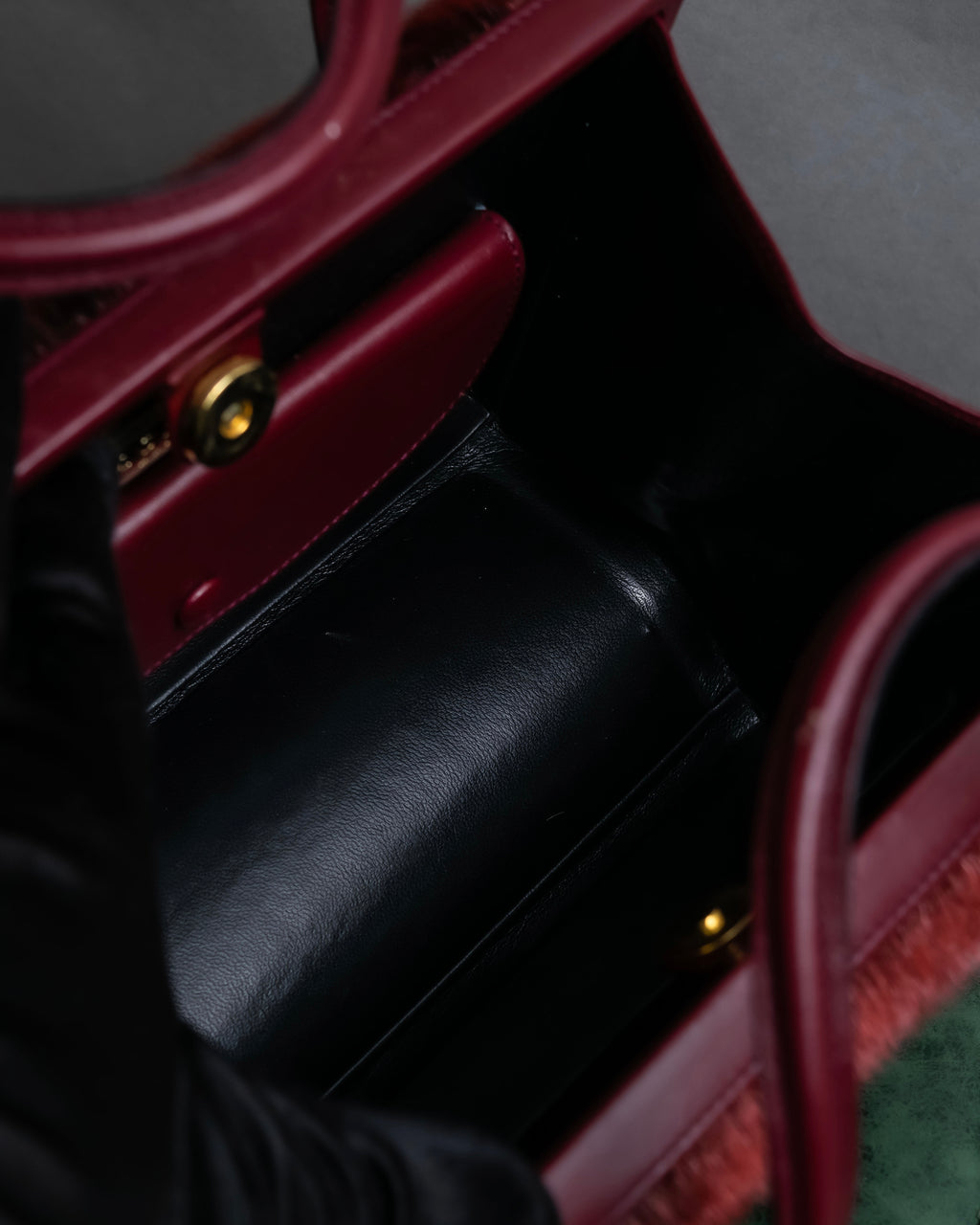 "LOEWE" Seal fur leather hand bag