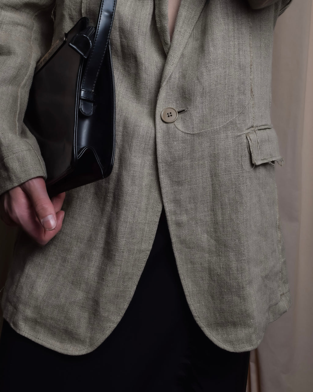 "Dolce & Gabbana" Raw edge frayed linen tailored jacket