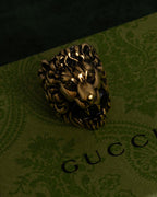 "GUCCI" Michele period lion head gold ring