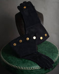 “HERMES” 90’s-00’s Gauntlet serier button suede gloves