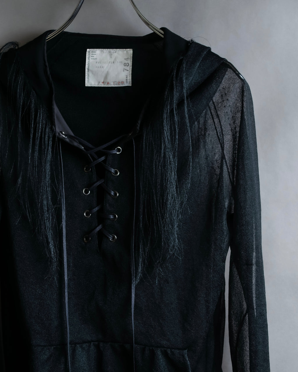 "sacai" Wig design sheer hooded pullover