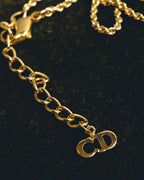"Christian Dior" 90's-00's Crystal cd logo pendant necklace