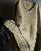 "Vintage oversized ribbed V-neck knit pullover"