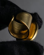 "JEAN PAUL GAULTIER" Cross motif leather panel gold ring