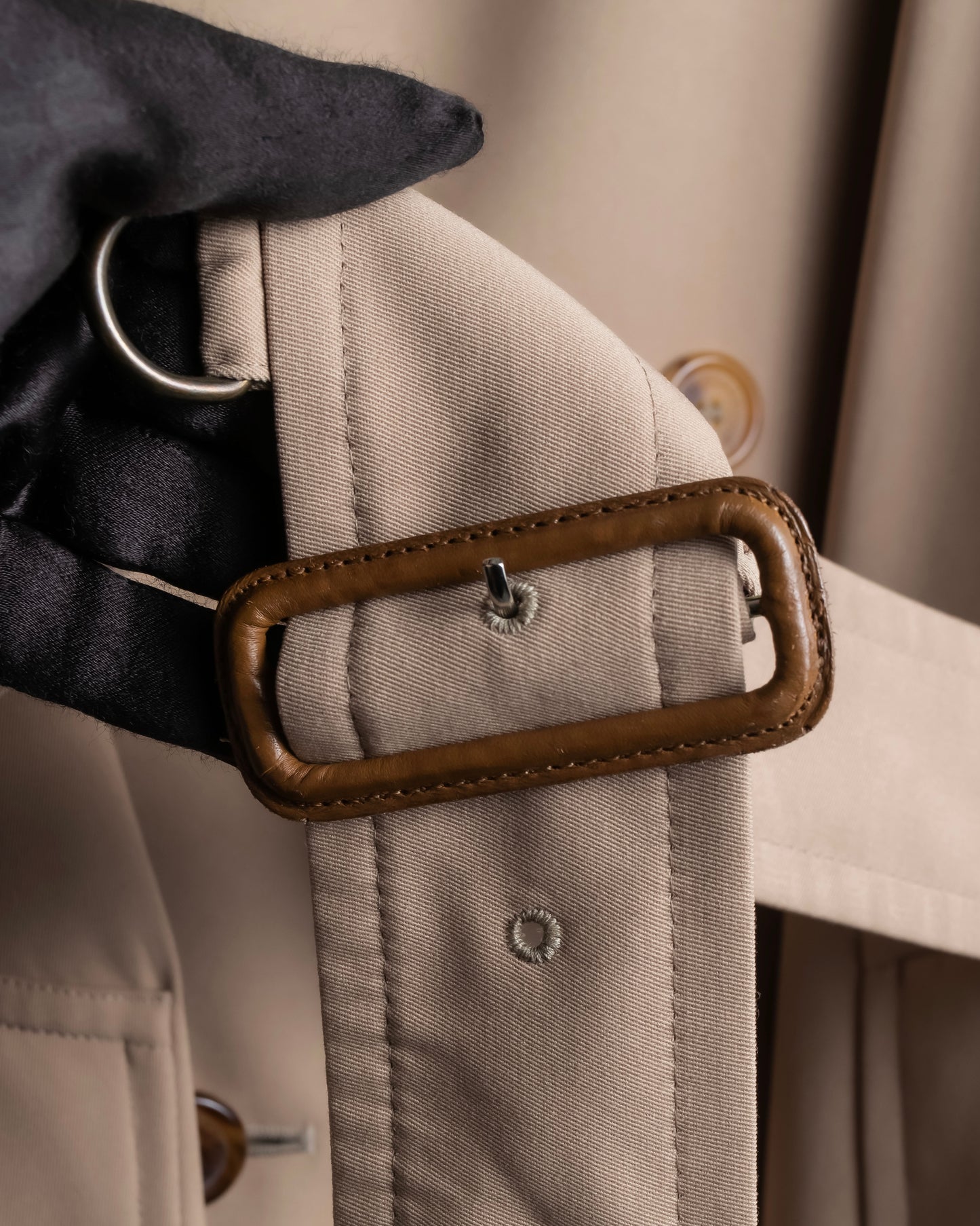 "BURBERRY" Military detail belted maxi length trench coat