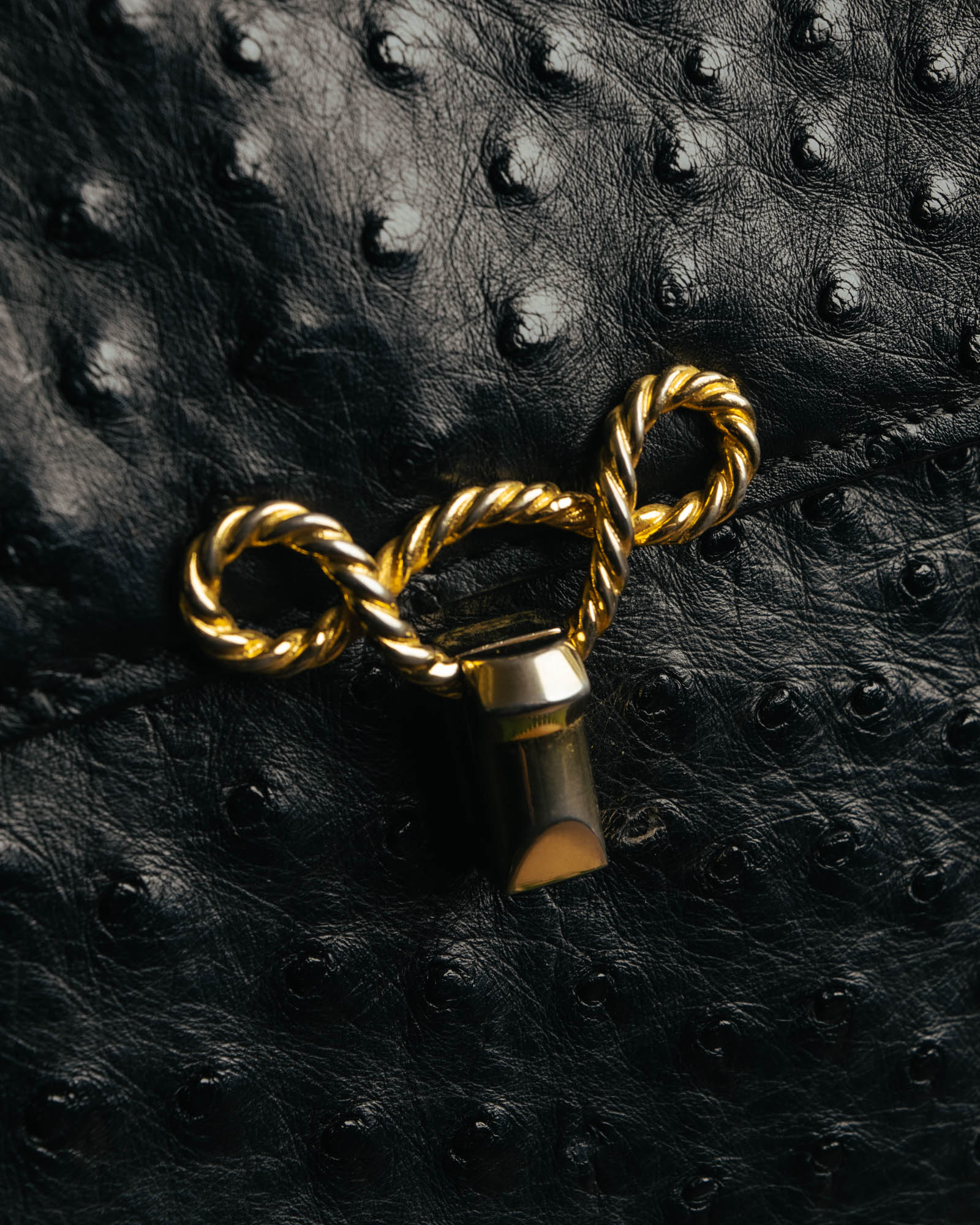“Jardin des Sacs” 80’s-90’s Ostrich leather top handle bag