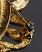 "Christian Dior" Oval ribbon motif gold brooch