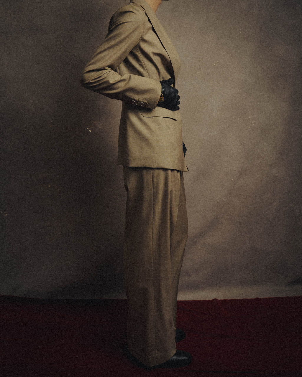 -SPECIAL- "HERMÈS" 90's-00's Wool silk tailored asymmetrical setup suit