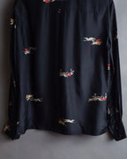 "Christian Dior" Hand painted greyhound motif silk blouse