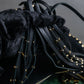 "MICHEAL KORS" Crescent fringe leather braided design shoulder bag