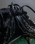 "MICHEAL KORS" Crescent fringe leather braided design shoulder bag