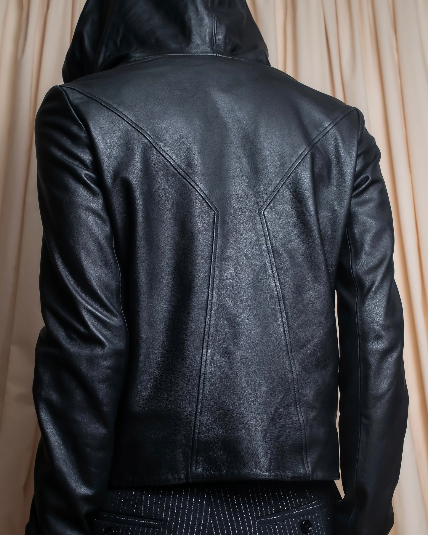 "HELMUT LANG"Boa switching shape leather zip-up jacket