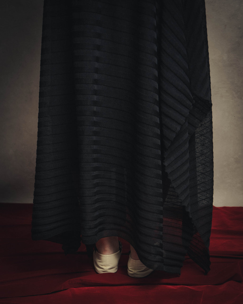 -SPECIAL- “Christian Dior“ 00’s-10’s Sheer ribbed asymmetric long skirt