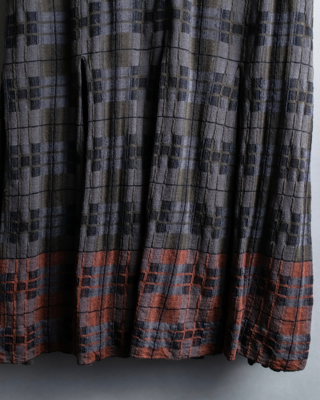 "HERMES" Check pattern cropped skirt