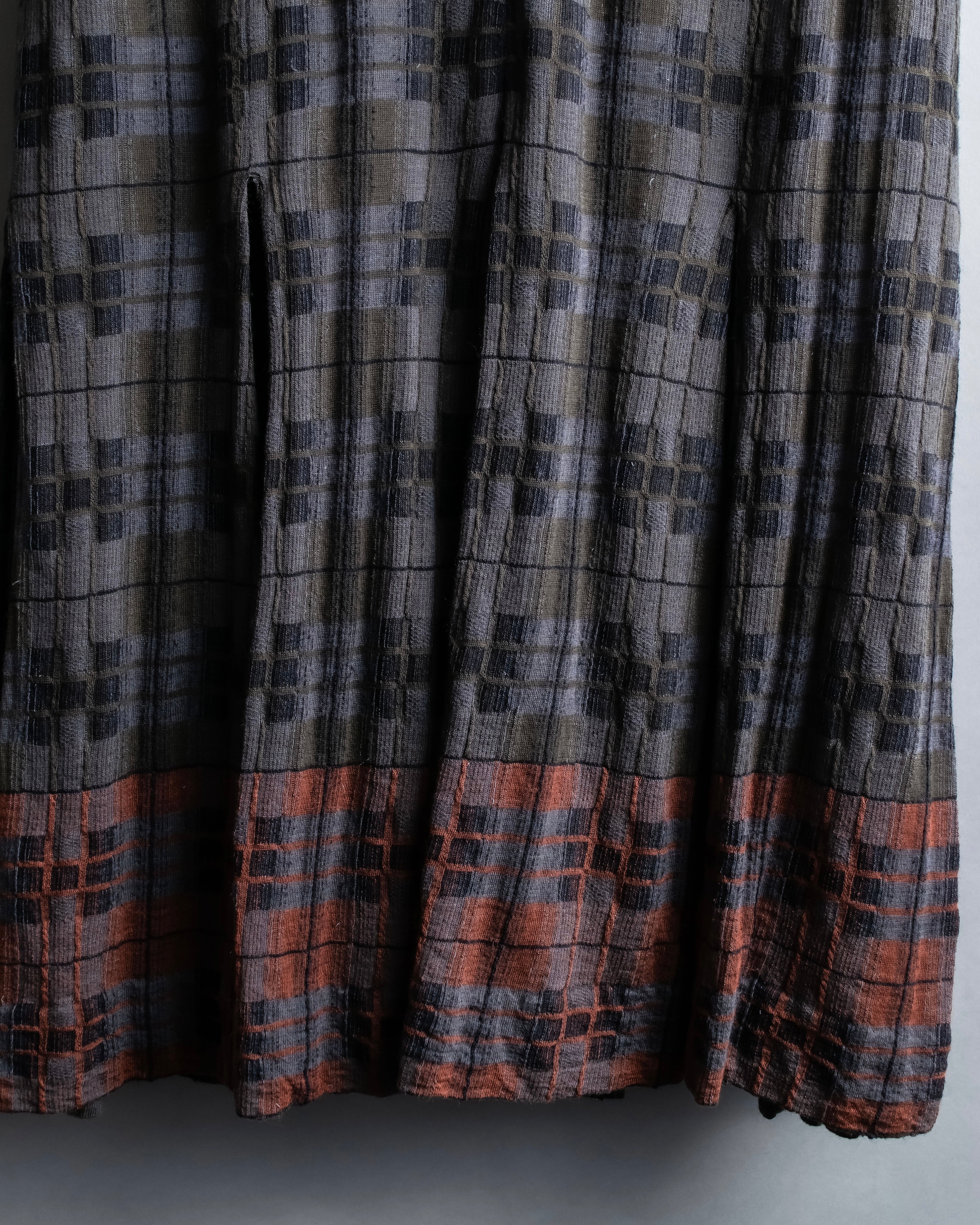 "HERMES" Check pattern cropped skirt
